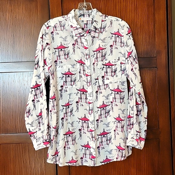 Jude Connally Chinoiserie pattern button down, size S - Picture 1 of 5
